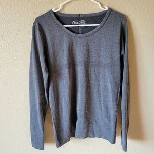 Zyia Black Heather Performance Long Sleeve Tee, L